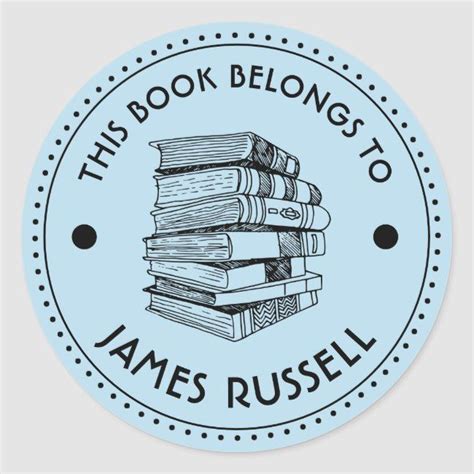 This Book Belongs To Personalized Classic Round Sticker | Zazzle.com | Graphic book, Round ...