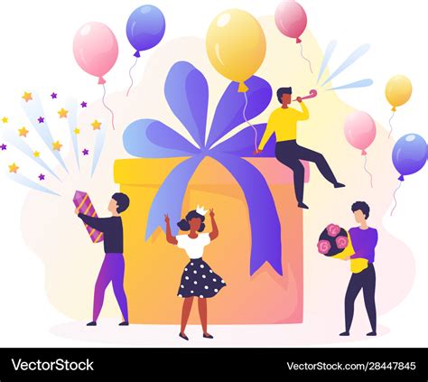 Birthday party happy cartoon adult characters Vector Image