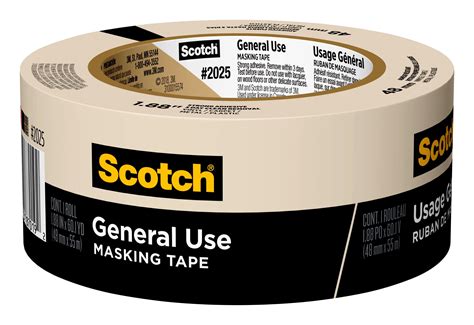 Scotch General Use Masking Tape, Beige, 1.88 in x 60.1 yd, 1 Roll ...