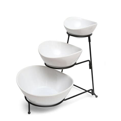 Gibson Gracious Dining 3-Tier Bowl with Metal Stand Serving Set