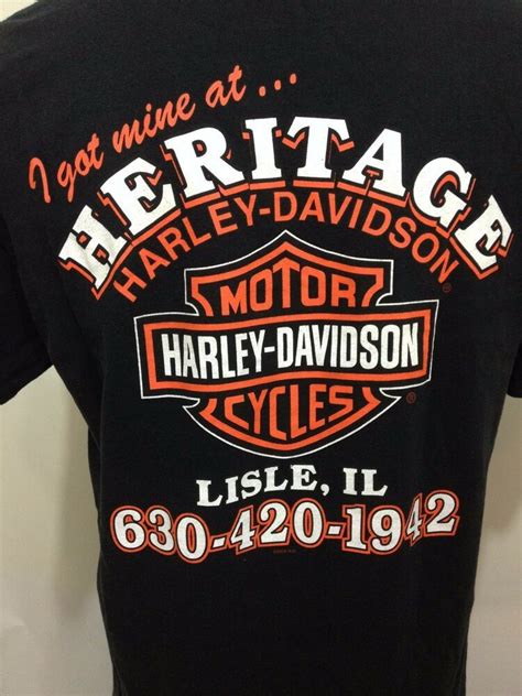 Harley Davidson Motorcycles Mens L Black Cotton T-Shirt Heritage Lisle ...