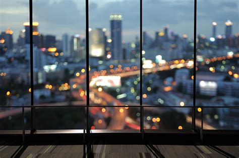 City Night View From The Office Window Stock Photo - Download Image Now - iStock