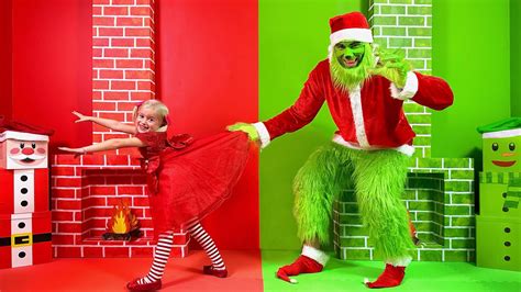 Katya and Dima Girl vs Grinch Challenge + more Kids Videos - YouTube