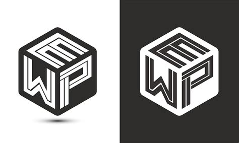 Premium Vector | Ewp letter logo design with illustrator cube logo ...