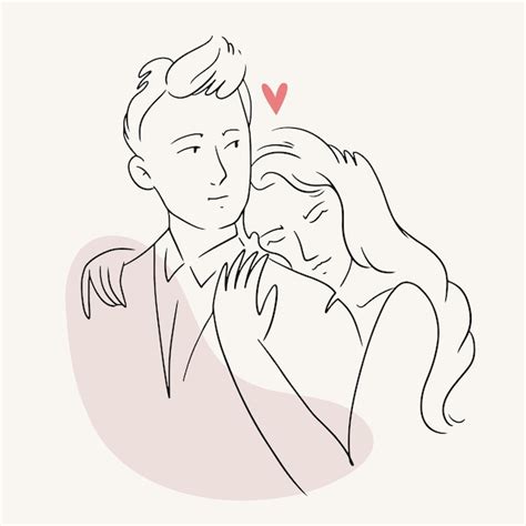 Premium Vector | Sketch couple in love with a heart.Line art in a ...