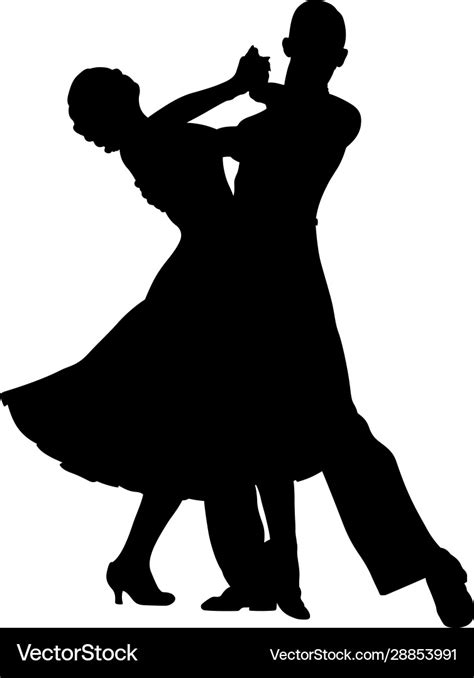 Couple dancers black silhouette Royalty Free Vector Image