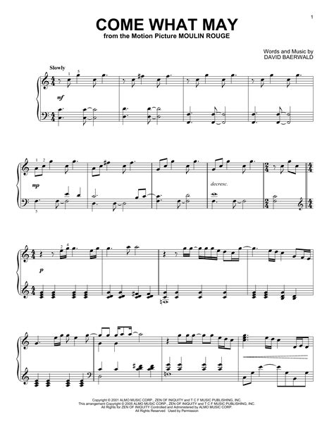 Come What May | Sheet Music Direct