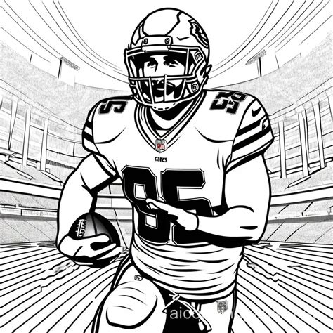 Travis Kelce Kansas City Chiefs Coloring Page Black and White Line Art ...