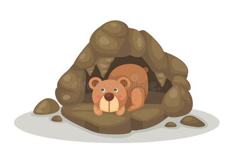 Bear Sleeping in Cave Vector Stock Vector - Illustration of graphic ...