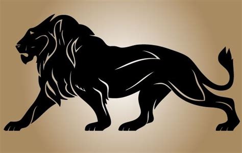 Beautiful looking black and white detailed silhouette style artwork of a lion in sketchy stylize ...