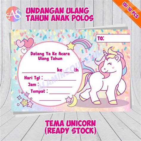 Jual Undangan Ulang Tahun Polos Tema Unicorn di Lapak alaminsouvenir ...