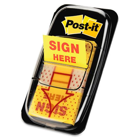 Post-it® Message Flags Value Pack, "Sign Here", Yellow