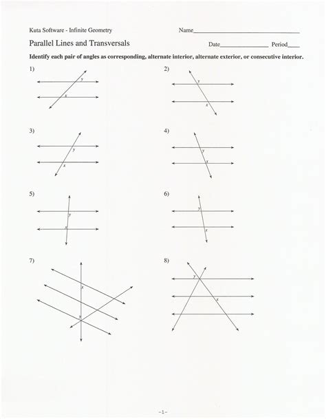 Parallel Lines And Transversals Answers