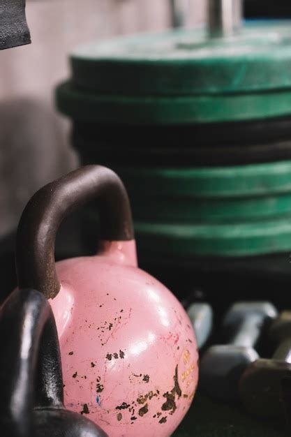 Free Photo | Pink kettlebell in gym