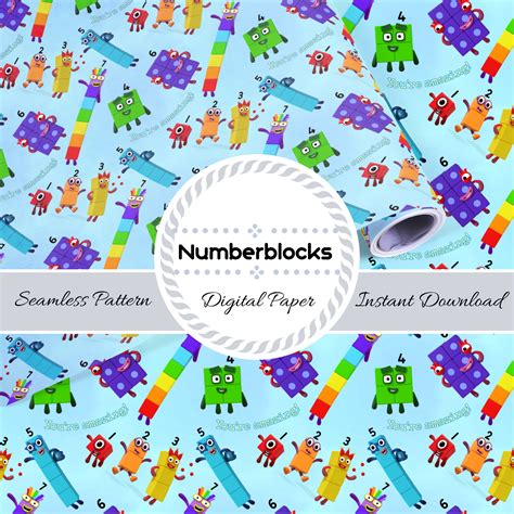 NUMBERBLOCKS Digital Seamless Pattern Printable Fabric - Etsy UK