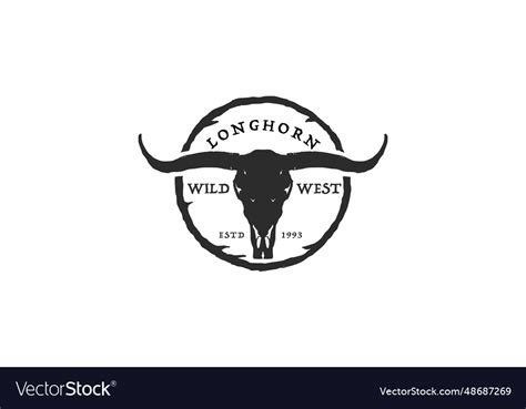 Texas longhorn country western bull cattle Vector Image