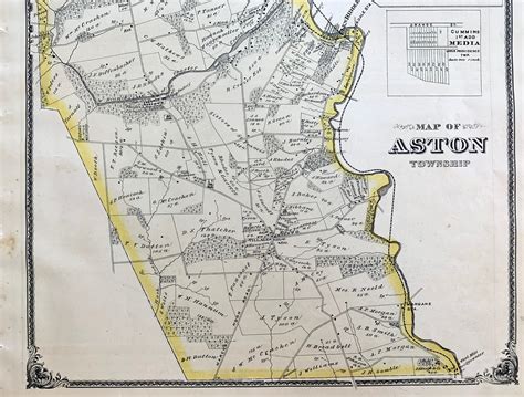 Aston Township Map Original 1875 Delaware County Pennsylvania | Etsy