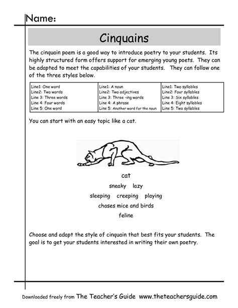 cinquain instructions Poetry Comprehension Worksheets, Poetry Writing Activities, Reading Poems ...