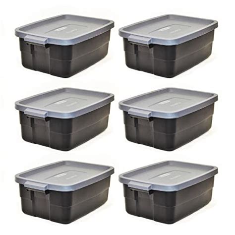 Buy Rubbermaid Roughneck Tote 10 Gallon Stackable Storage Container w/ Cool Gray Stay Tight Lid ...