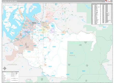 Tacoma, WA Metro Area Wall Map Premium Style by MarketMAPS - MapSales