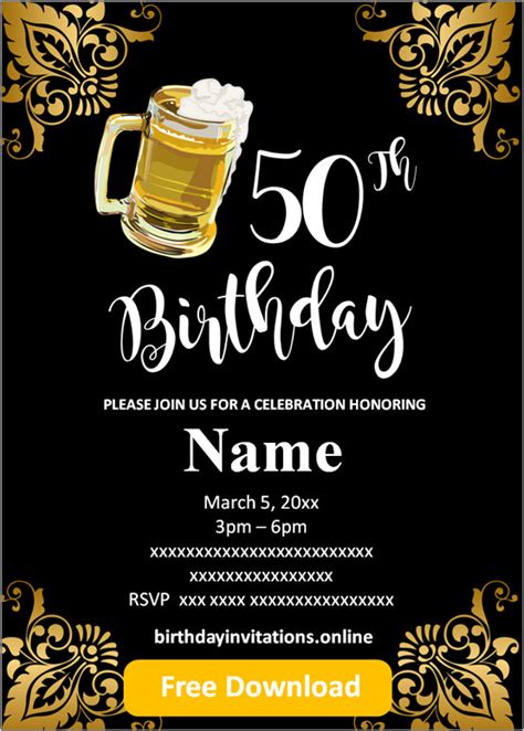 FREE Printable 50th birthday invitations Templates | Party Invitation