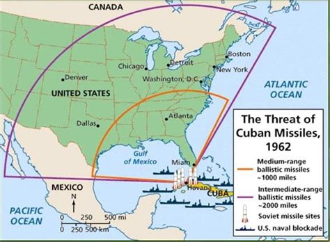 Map of 1962 Cuban Missile Crisis threatened areas. - Maps on the Web