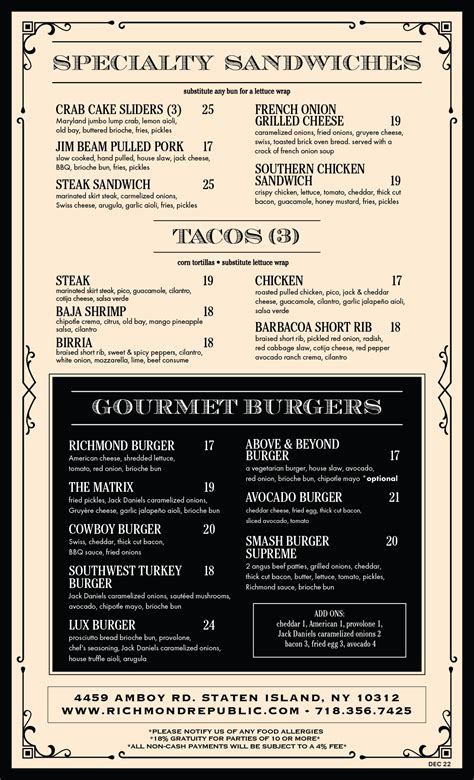 Menus – Richmond Republic