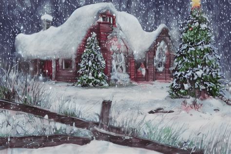 Christmas Cottage in the Snow · Creative Fabrica