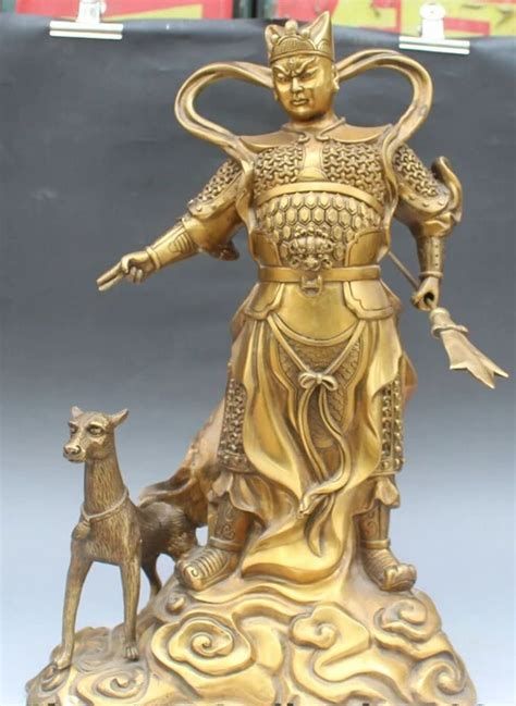 xiuli 003300 20" Chinese Myth Taoism Bronze Dog God Er Lang Shen God Sword Yang Jian Statue-in ...