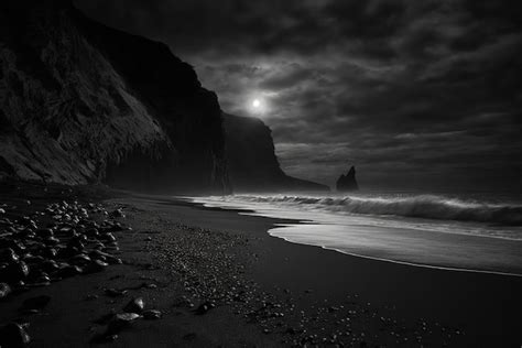 Premium AI Image | A peaceful and calm dark beach