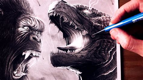 Let's Draw GODZILLA VS. KONG - FAN ART - YouTube