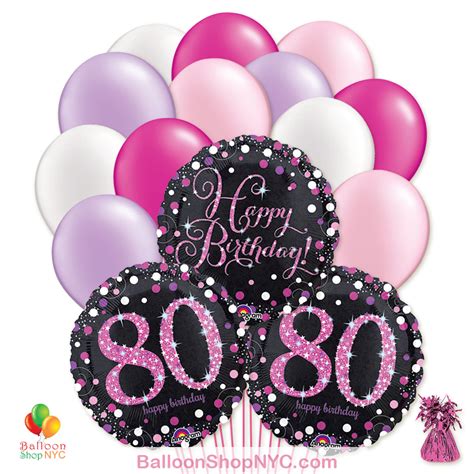 80 Pretty Pink Happy Birthday Mylar Latex Pearl Balloon Bouquet