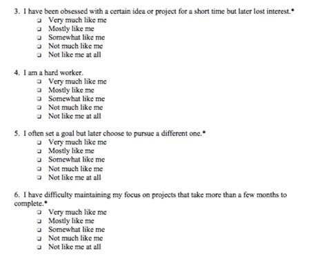 Excerpt Short Grit Scale, (Duckworth & Quinn, 2009). | Download Scientific Diagram