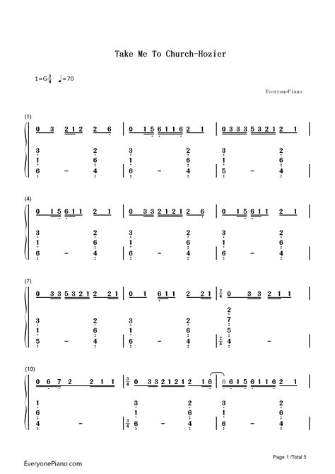 Take Me to Church-Hozier Numbered Musical Notation Preview