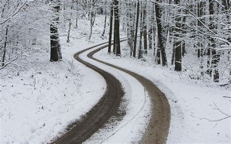 Snowy Road in Winter HD wallpaper | Pxfuel