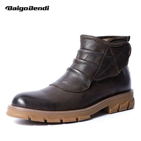 Aliexpress.com : Buy Hight End Men Pleated Chelsea Boots Genuine Leather Retro Ankle Boots Man ...