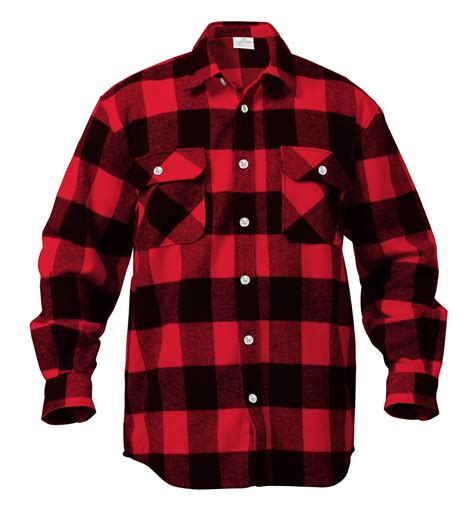 Rothco Extra Heavyweight Buffalo Plaid Flannel Shirt, Red Plaid, L ...