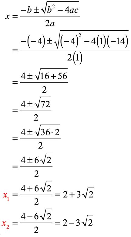 Quadratic Formula Steps