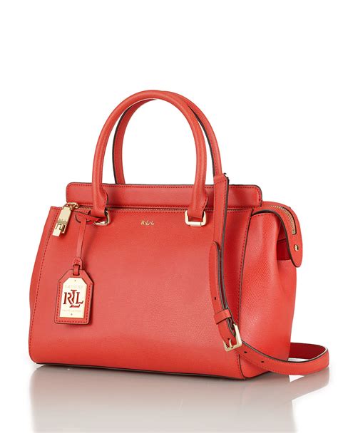 Lauren by ralph lauren Whitby Leather Satchel Bag in Red | Lyst