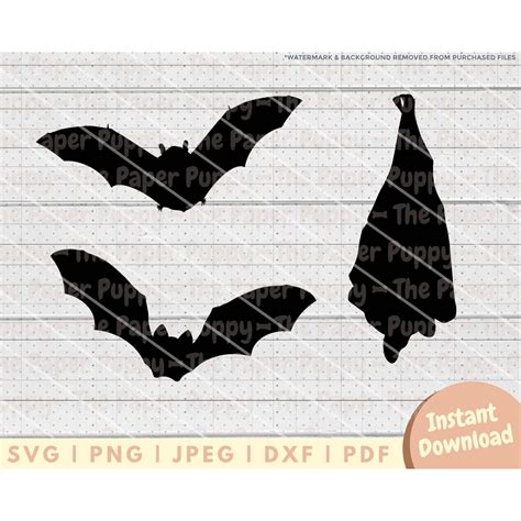 Bat Silhouette SVG File PNG PDF Dxf Cut File for Cutters - Etsy