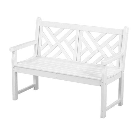 POLYWOOD Chippendale 48 in. White Patio Bench-CDB48WH - The Home Depot