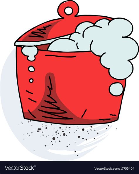 Boiling pan cartoon hand drawn image Royalty Free Vector