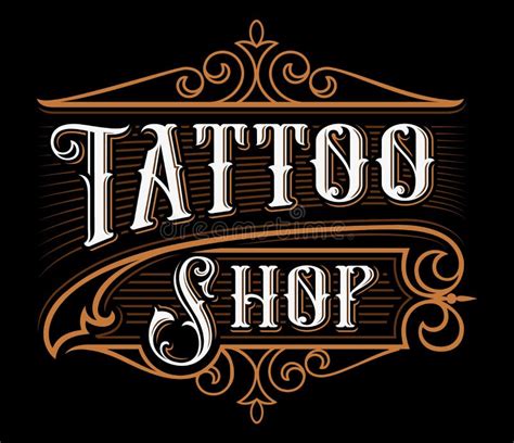 Vintage Lettering of Tattoo Shop Stock Vector - Illustration of emblem ...