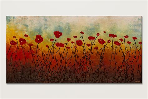 Red Flower Field Abstract Painting Of Flowers Id80