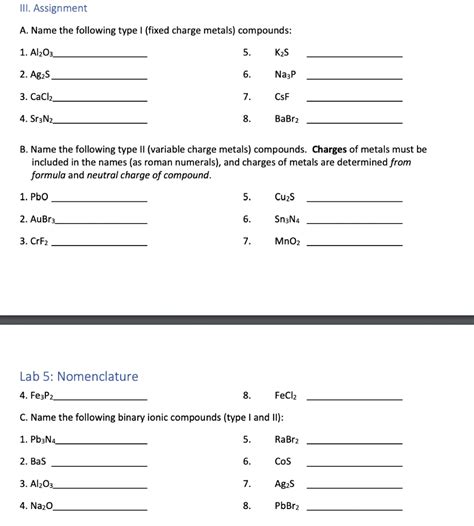 Solved III. Assignment A. Name the following type 1 (fixed | Chegg.com