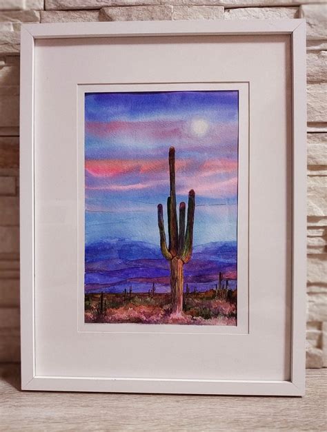 Cactus Painting Arizona Original Art Desert Watercolor | Etsy