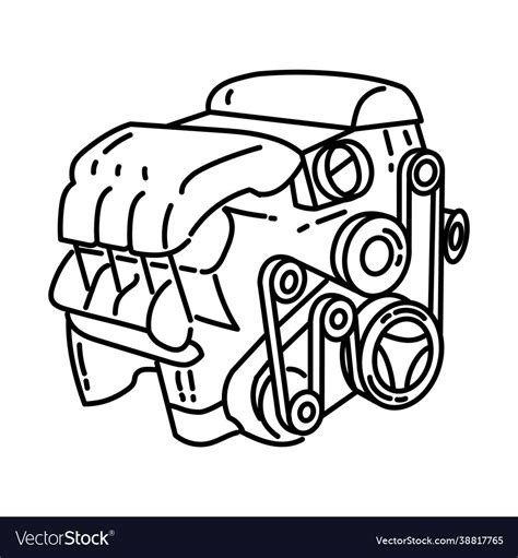 Car engine icon doodle hand drawn or outline Vector Image