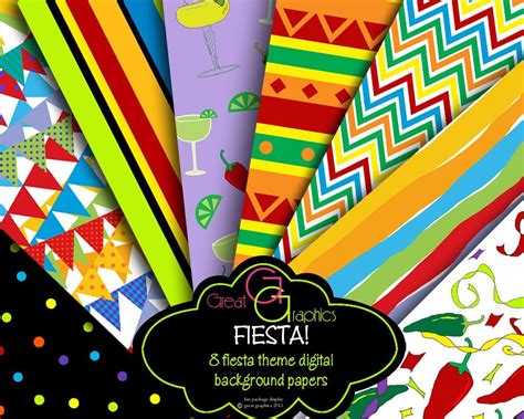 Fiesta Paper Fiesta Party Digital Paper Cinco De Mayo Party Paper Fiesta Printable Instant ...