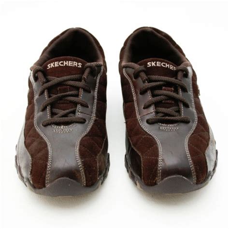 Skechers Ladies 10 Lace Up Brown Leather Oxfords Fashion Shoes 46622 ...