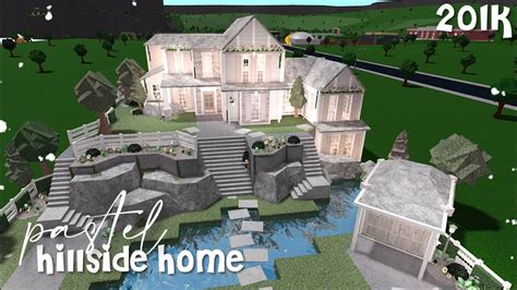 Bloxburg | Pastel Hillside Home | Two story house design, Sims house design, Unique house design